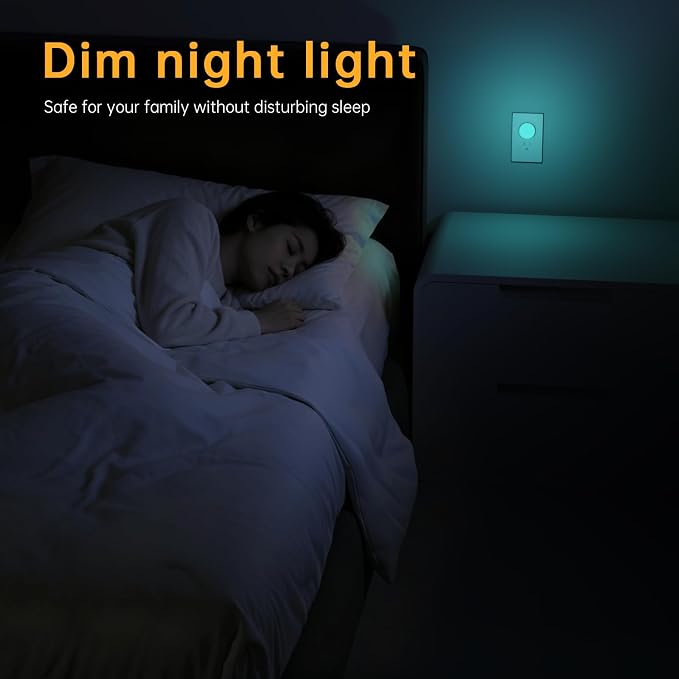 Plug in Night Light 12 Pack, Mni Night Lights with 4-Color Changing, Dusk to Dawn, 3 Brightness Levels, Ideal Dimmable Nightlight for Hotel, Hallway, Kitchen,Toleit