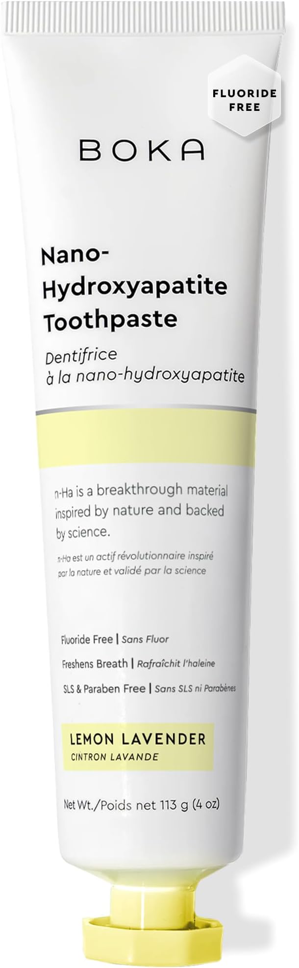 Boka Fluoride Free Toothpaste, Nano Hydroxyapatite Toothpaste, Appropriate for Sensitive Teeth - for Adult Oral Care - Lemon Lavender Flavor, 4 Fl Oz 1Pk
