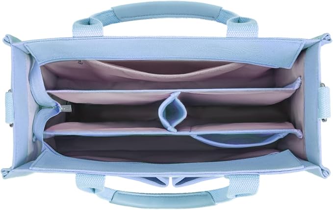 FIORETTO Canvas Tote Bag for Women with Zipper Closure & Individual Compartments for Work College for Teacher & Nurse