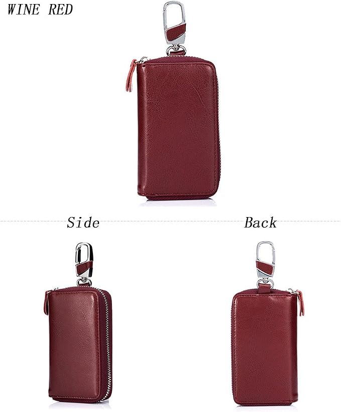 Large Leather Key Case Wallet with 12 Hooks & 1 Keychain/Ring for Men or Women