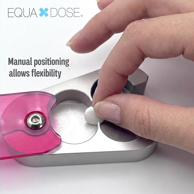 EQUADOSE Pill Splitter with Premium and Durable Aluminum Blades, Safely and Cleanly Cuts Small and Large Tablets, Vitamins, and Pills, Easy Tablet Divider for Accurate Medication Dosing, Pink