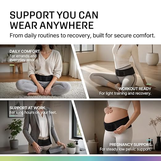 Modvel Pelvic Support Belt, Posture Corrector for Women & Men, Back Brace for Lower Back Pain, Hip & Waist Trainer for Women, Sciatica Pain Relief Support, Waist Cincher, Comfortable Daily Wear