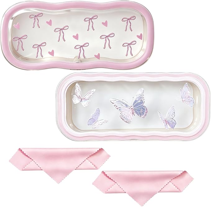 Glasses Case Hard Shell, Clear Eyeglass Case, Cute Holder for Sunglasses and Reading Glasses