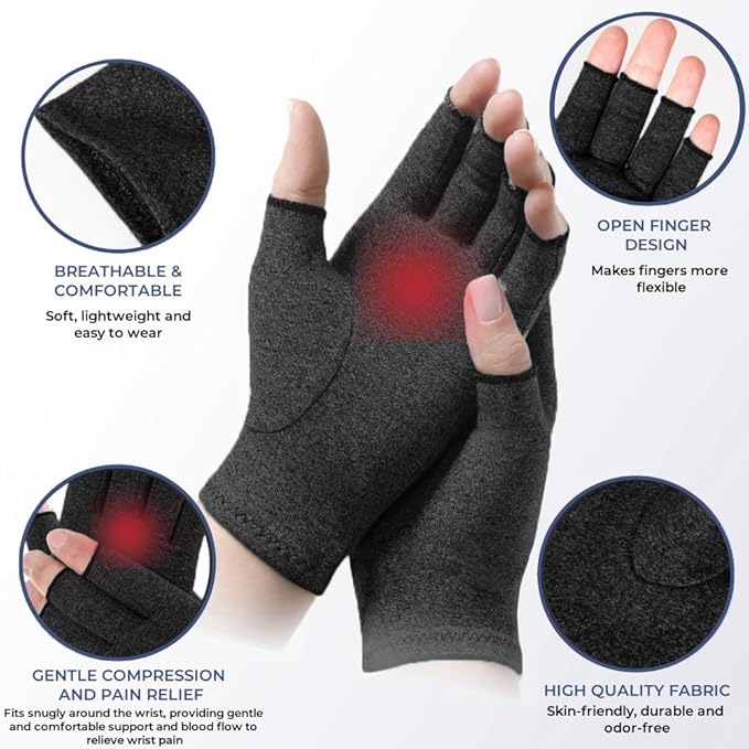 Arthritis Gloves for Women for Pain, Men and Women Fingerless Compression Wrap for Hand Pain and Osteoarthritis Compression Gloves Women,S,Black
