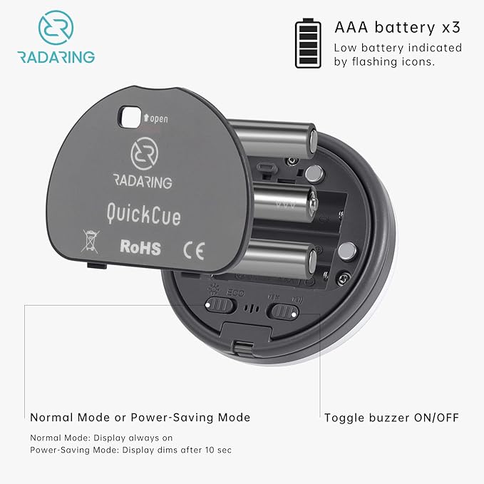 White Quick Que Kitchen Timers, Visual timers Large LED Display Magnetic Countdown Countup Timer for Classroom Cooking Fitness Baking Studying Teaching, Easy for Kids and Seniors (White)