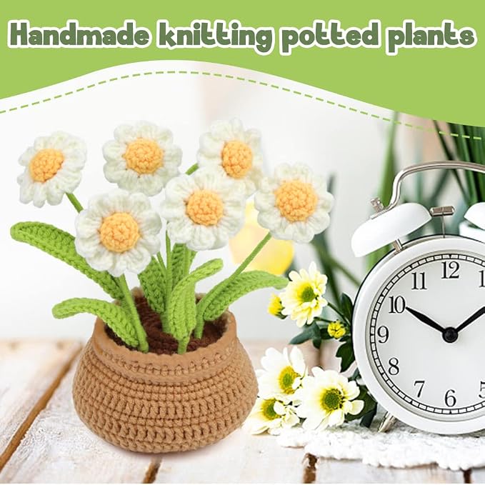 kgxulr Crochet Kit, Little Daisy Knitting Kit, Crochet Kit for Beginners | Crochet Kit for Beginners, Crochet Flower Kit, Beginner Crochet Kit for Adults with Step-by-Step Video Tutorials