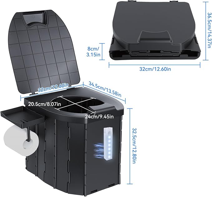 Portable Folding Camping Toilet, Compact Collapsible Outdoor Commode Potty