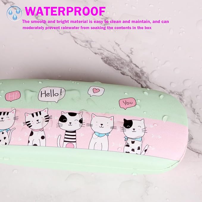 ADBGV Cute Stylish Hard Shell Eyeglasses Cases Protective Case Storage Box With Glasses Cloth Eyeglass Strap for Girl Teen