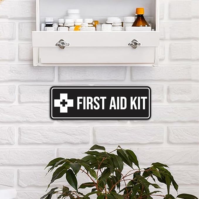Standard First Aid Kit Sign (Red) - Medium (2 Pack)
