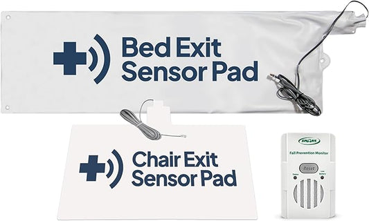 Smart Caregiver® Bed and Chair Exit Alarm System for Fall/Wandering Prevention – Know When They get up! Includes Monitor with 10in x 30in Bed Sensor Pad and 10in x 15in Chair Sensor Pad