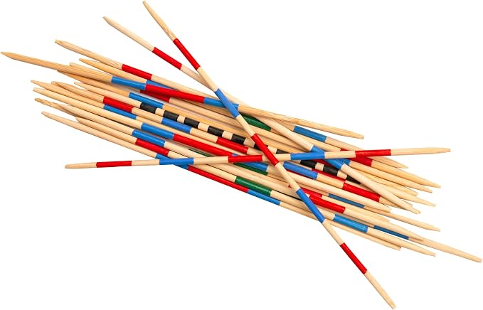 BSIRI Mikado Wooden Pick Up Sticks Game Original Classic Old Fashion Chinese Board Games for Adults and Seniors Toys in Family Brain Teasers of Mathematics Fun Table Wood Pickup Stick