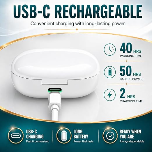 Rechargeable Hearing Amplifier for Seniors with Charging Case – Clear Sound for Conversations & TV Listening, Noise Reduction, Easy Volume Control, Comfortable In-Ear Design（Beige）