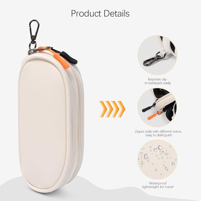 Double Eyeglasses Case Soft Portable Zipper Sunglasses Pouch with Keychain Clip for Men Women