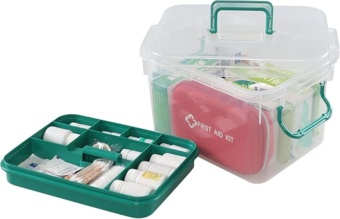 Vcansay Plastic Family First Aid Box, First Aid Clear Container, Emergency Medicine Box, 1 Pack