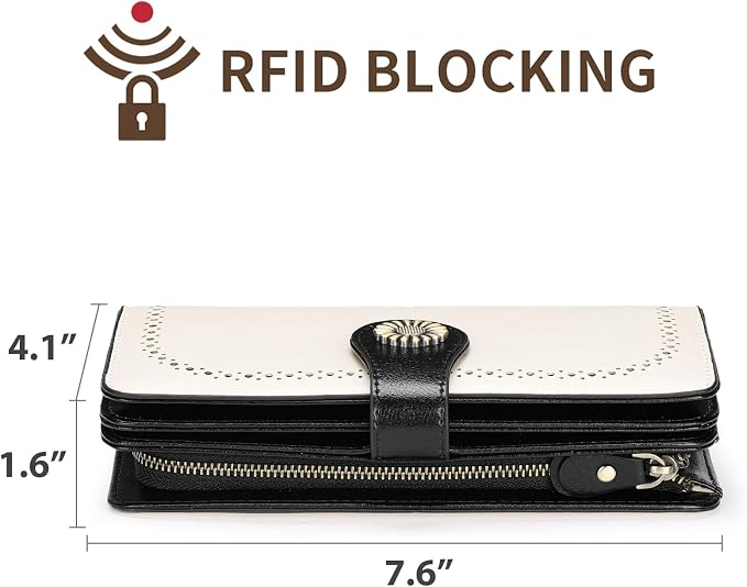 SENDEFN Wallets for Women Leather Credit Card Holder with RFID Blocking Large Capacity Wristlet | with RFID Blocking