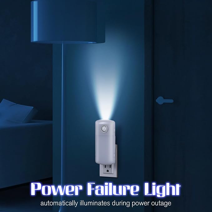 Enhon Emergency Power Failure Night Lights, 5-in-1 Multi Color LED Light, Rechargeable Flashlight with Foldable Plug, Automatic On Off Motion Sensor for Bedrooms, Hallways, Black Outs(9 Pack)