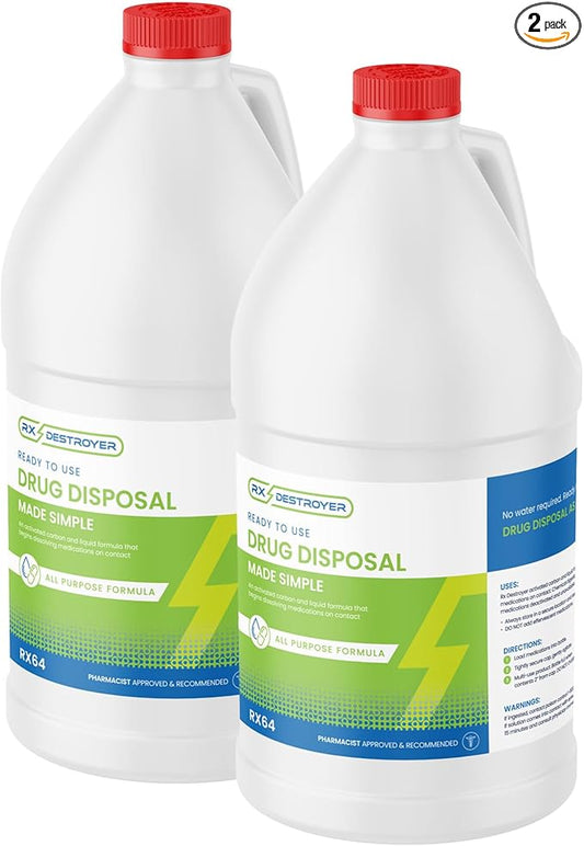 Rx Destroyer All-Purpose Formula - Eco-Friendly Medication Buster Solution, Drug Disposal in a Bottle for Pills, Capsules, Tablets, Liquids - 64 oz., 1 Count, 2 Packs, 2 Total