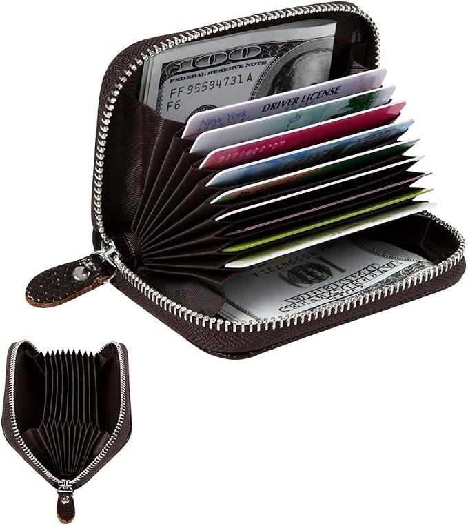 Women's RFID Blocking 12 Slots Credit Card Holder Leather Accordion Wallet