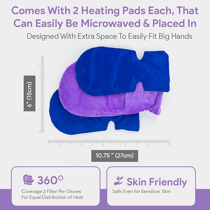 Hand Warmer Gloves, Microwavable Heated Gloves for Arthritis Hands, Heated Mittens Great for Raynaud's and Hand Pain Relief (Orchid Purple)