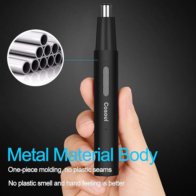 Nose Hair Trimmer for Men Women Professional, Durable Metal Body, Safe Painless Ear Nose Trimmer Shaver Clipper, Compact Portable Rechargeable USB C