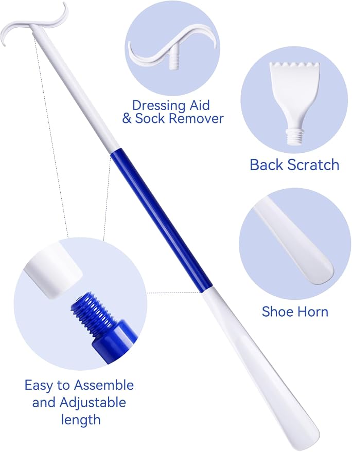 35.5 Inch 3-in-1 Shoe Horn Long Handle for Seniors & Adults - Long Shoe Horn with Detachable Back Scratcher Sock Remover, Dressing Aid - Long Shoe Horn for Seniors - Travel-Friendly Design