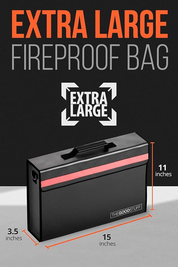 The Good Stuff Fireproof Document Box for Legal Documents, Passports, Cash, and Contracts, 5" x 11" 3.5" / 2000℉ Protect Your Notebooks, Binders, Folders, and Contracts