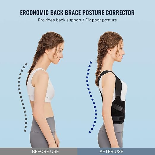 Posture Corrector Back Brace for Women & Men – Adjustable Full Back Support with Shoulder Straightener for Posture Support, Scoliosis, Hunchback, Upper & Lower Back Pain Relief and Spine Alignment, Pack of One (Medium)