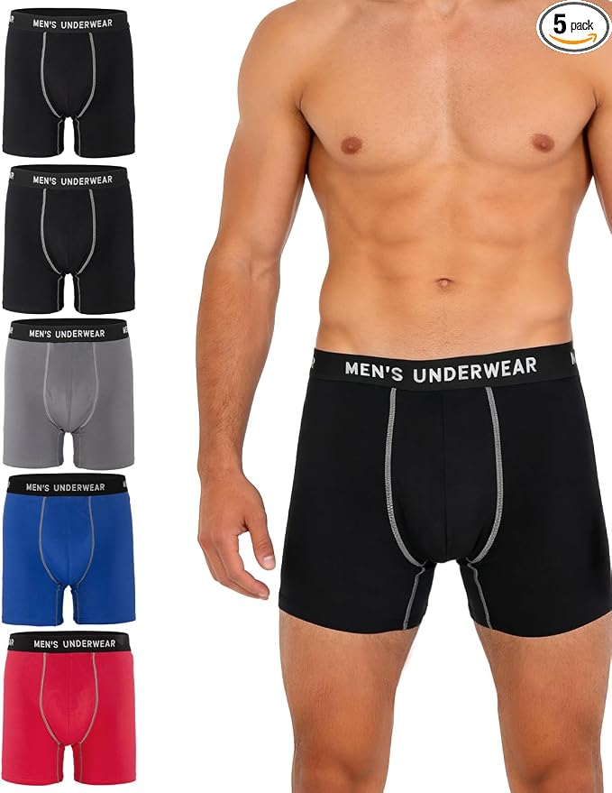 Men's Incontinence Underwear, 100ML Absorb Leakproof Boxer Brief | With Upgraded Fast-Absorbing Core, Washable Reusable Cotton Incontinence Briefs for Men, Bladder Leak Protection 5 Pack/3XL