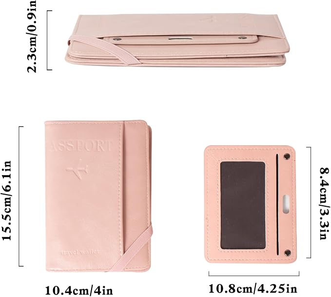 RFID Passport Wallet, RFID Passport Holder for Wallet, Essential Travel Anti-Theft Wallet Storage Case, Anti-Theft Protective Case,Pink