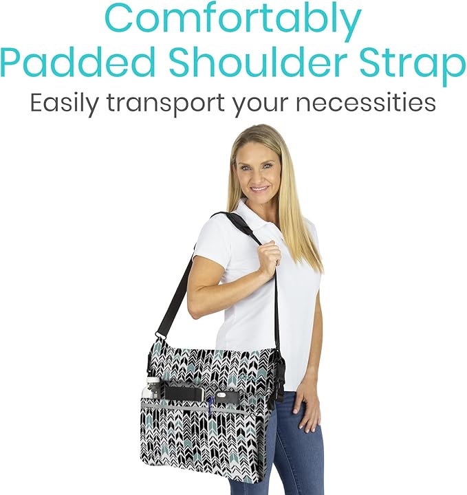 Vive XL Wheelchair Accessories Bag - Waterproof, Scratch-Resistant, Double-Stitched, Machine Washable for Adults, Seniors, 15 Colors - Storage Walker Backpack to Hang on Back