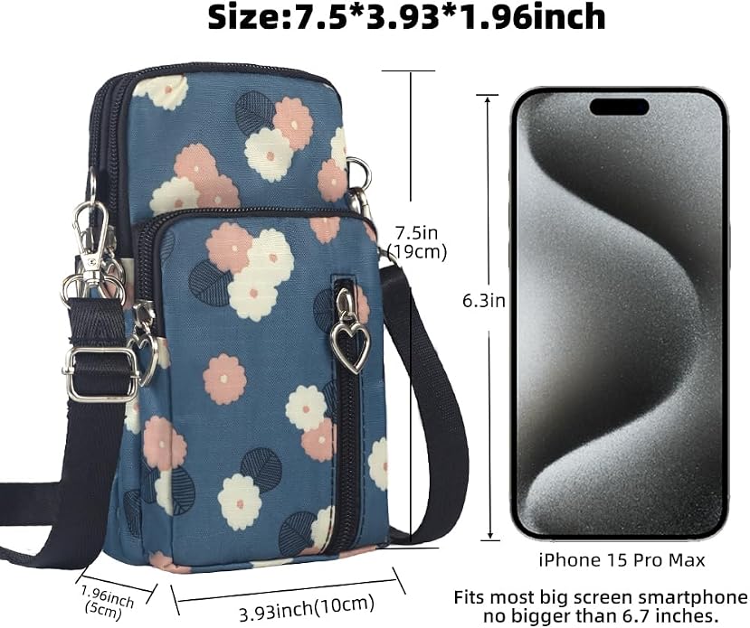 Small Crossbody Bag for Women - Mini Phone Purses with Crossbody Strap and Wallet - Nylon Arm Bag