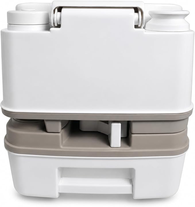 SEAFLO Premium Camping Portable Toilet - 5.8 Gallon Waste 3.43 Gall Fresh Tank (100 Flushes), 440 lbs Max Weight, Level Indicator, Sealed Waste Tank for RV, Boat, Elderly, Off-Grid, 4-Year Warranty
