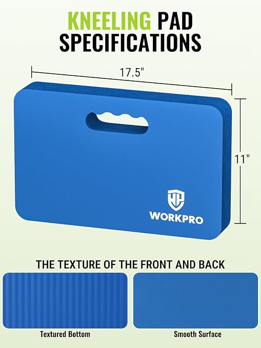 WORKPRO Extra Thick Kneeling Pad, 17.5 x 11 x 1.5 in, Blue | Soft NBR Foam Cushioning for Knee, Large Foam Kneeler Mat, For Gardening, Bathing Baby, Exercise, Workout Supplies