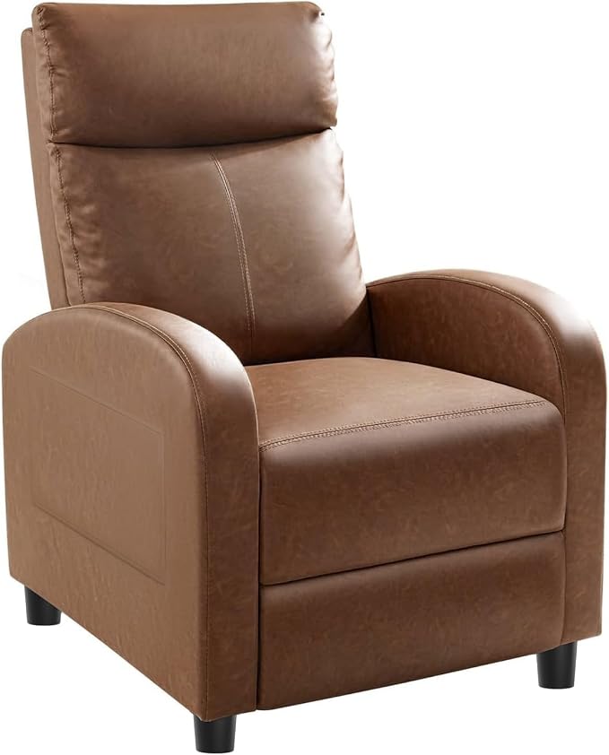 Homall Recliner Chair, Recliner Sofa PU Leather for Adults, Khaki Recliners | Home Theater Seating with Lumbar Support, Reclining Sofa Chair for Living Room