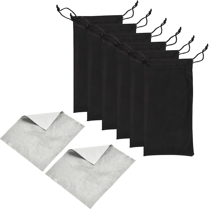 6pcs Sunglasses Eyeglasses Microfiber Soft Pouch Bag Storage Bag with 2pcs Glasses Cloth