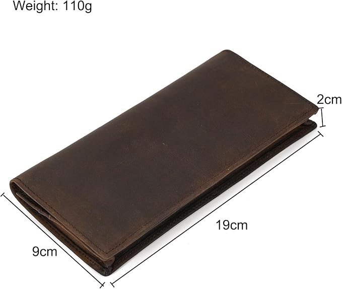 Genuine Leather Long Wallet for Men, Large Capacity Purse Clutch Bag Handbag Checkbook Cash Credit Cards Phone Holder | Large Capacity