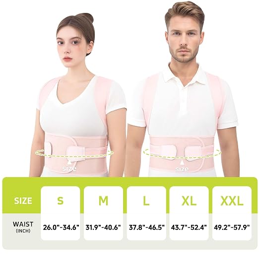 Posture Corrector for Women and Men Back Brace Support Straightener Scoliosis Upper Spine Instant Upright Hunchback Correction Kyphosis Fixer Adjustable Shoulder Straps Breathable (Pink S)