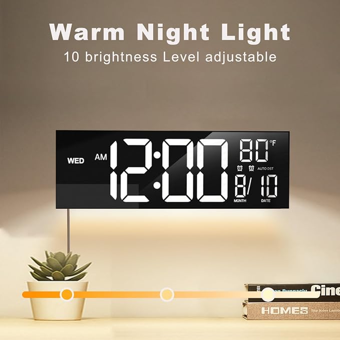 JALL 13" Large Digital Wall Mount Clock for Living Room, Count Down Timer, Alarm, Big LED, DST, Temperature for Classroom Desk, Xmas, Birthday Gift for Senior Mom Dad