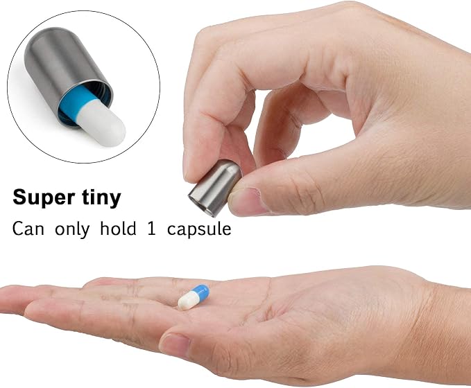 TISUR Small Titanium Keychain Pill Holder, Pocket Pill Case for Travel | Waterproof Pill Fob,Portable Pill Box Container,Purse Pill Organizer Tube