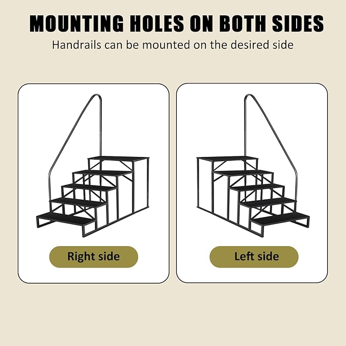 Step Ladder, Step Stool with Handle, Heavy Duty Pool Ladder Above Ground 660Lbs, Camper Steps Outdoor Steps RV Stairs for Reaching High, Portable Home Stairs for Travel Trailer (5 Step, Single Handle)
