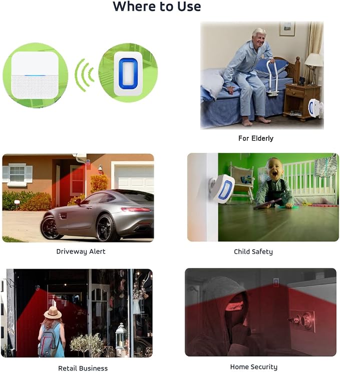 Bed Alarm for Elderly Dementia Patients,Portable Wireless Caregiver Pager Bed Alarms and Fall Prevention Alert for Elderly,Elderly Monitoring for Home