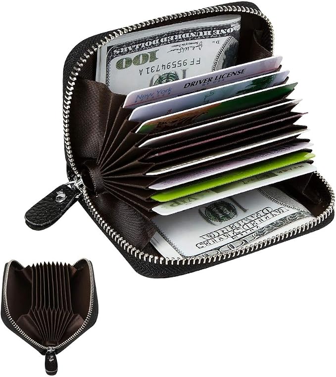 Women's RFID Blocking 12 Slots Credit Card Holder Leather Accordion Wallet