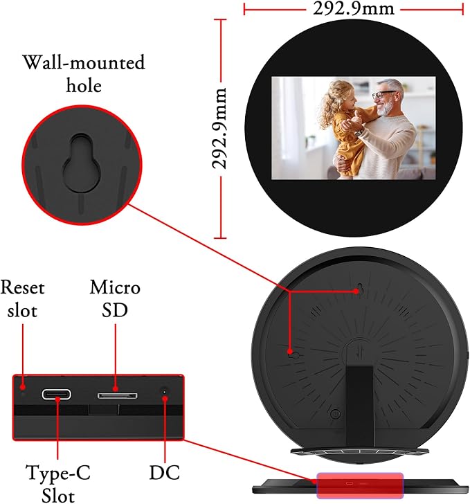 SAMMIX Digital Picture Frame 10.1 Inch WiFi Digital Photo Frame, IPS HD Touch Screen, 32GB Storage, Slideshow, Easy to Share Photos and Video via Uhale APP, Gift for Family