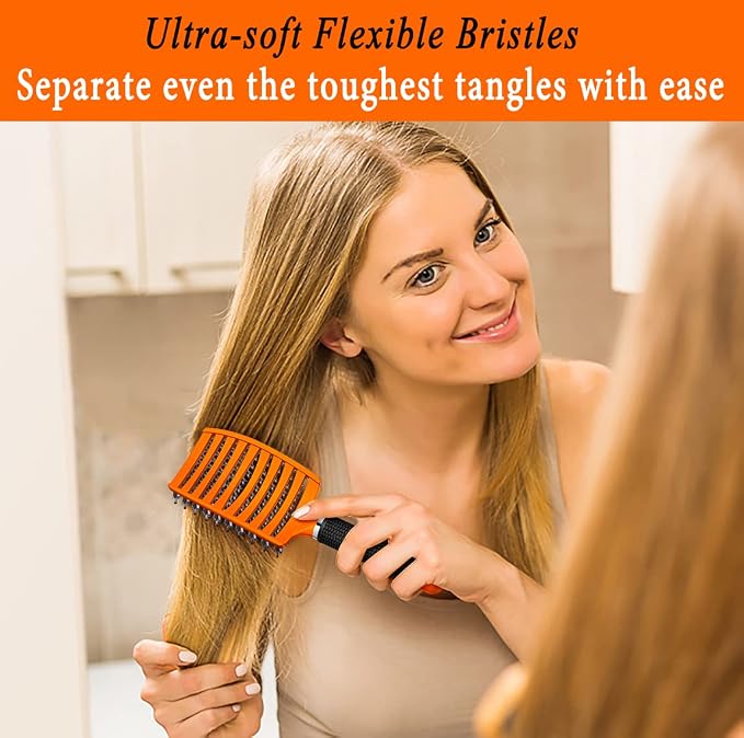 Detangling Brush for Women & Kids, Wet & Dry Hair, All Hair Types | Less pulling & breakage, Boar bristles tame frizz & add shine, Vents for faster blow-drying, Lightweight 4 oz, Non-slip grip