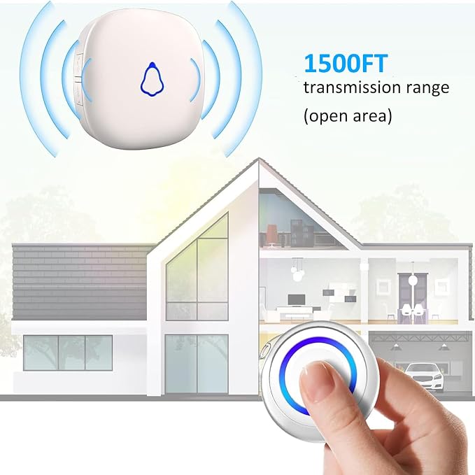 METAK Caregiver Pager Wireless Call Button for Elderly/Senior at Home, 1 Receiver + 2 Button, Medical Life Alert Necklace System, Emergency Bell Fall Monitor Devices for Patients, Disabled, Nurses