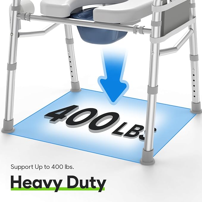 Raised Toilet Seat with Handles 400lb - Adjustable 3 in 1 Commode Chair for Toilet with Arms, Toilet Riser with Handles, Toilet Chair Over Toilet, Handicap Toilet Seat