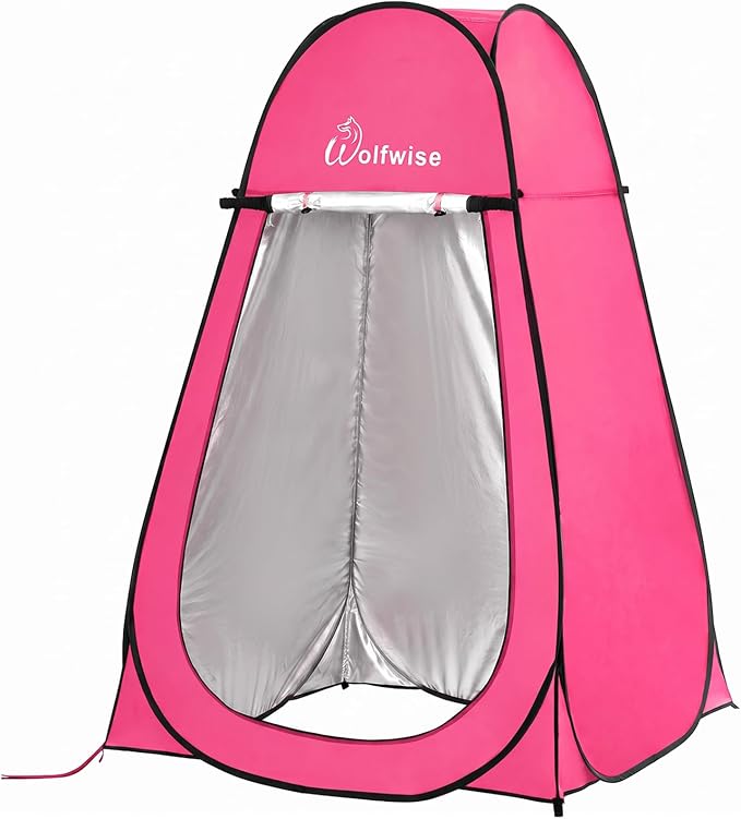 WolfWise Pop Up Shower Tent for Camping Essentials, Compact & Lightweight | Portable Instant Changing Tent with Window & Carry Bag, Privacy Dressing Room Bathroom for Outdoor, 6'3"/6'11" H