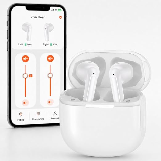 Rechargeable Bluetooth Hearing Aids for Seniors with APP Control,Noise Cancelling, Personal Sound Amplifier for Hearing Loss, 7-Level Volume Adjustment, Half-in-ear Design
