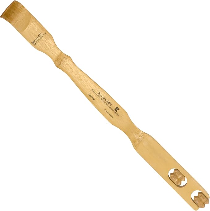BambooMN 4X 17 Bamboo Knobby Roller Back Scratcher & Travel Size