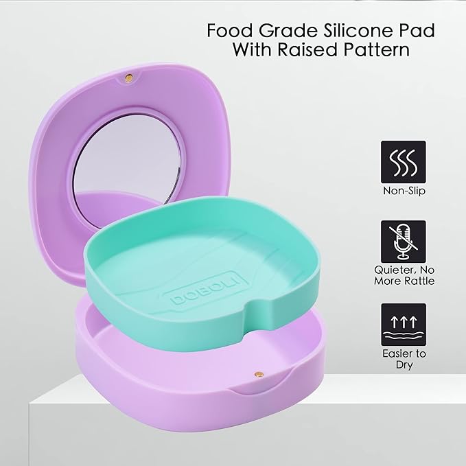 Doboli Retainer Case, Purple, Compatible with Invisalign, Night Guard, Mouth Guard, 1 Count